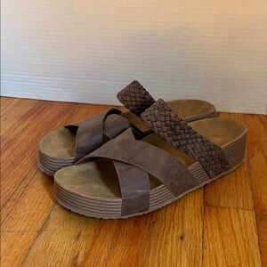 Source Unknown Brown Braided Wedge Sandals